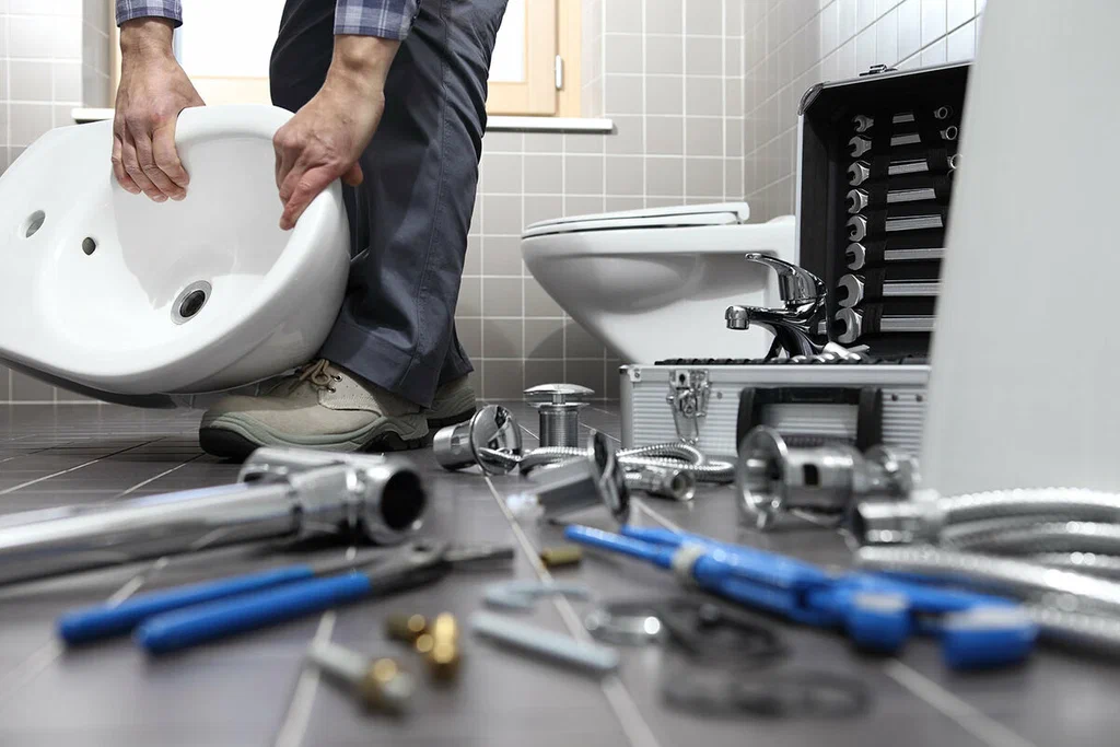 Plumbing tools prepared for a bathroom repair in Upper Darby